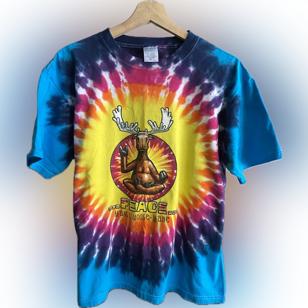 Vintage Tie-Dye Peace Moose T-shirt